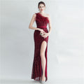 Heavy Industry Ostrich Hair Craft Bundle Hair Evening Dress with Oblique Shoulder Slit