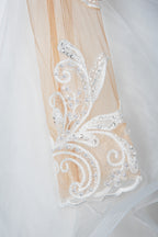 Chic Ruffled Ball Gown Long Sleeve Wedding Dress With Lace Appliques