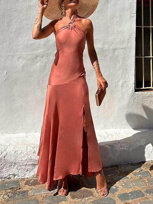 Neckholder-Kleid mit trägerlosem Ringträger und unregelmäßigem Schnitt 