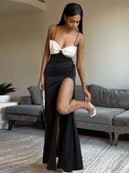 TARUXY Schlanke Kleider mit Seitenschlitzen für Frauen, Geburtstag, elegantes Sommerkleid mit Schleife, sexy rückenfreies Strandkleid für Damen 