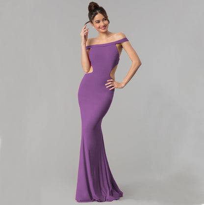 Vestido de noche largo con hombros descubiertos para mujer: elegante vestido formal 