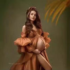 Hot-selling new soft mesh shiny long-sleeved V-neck gauze skirt maternity gauze skirt