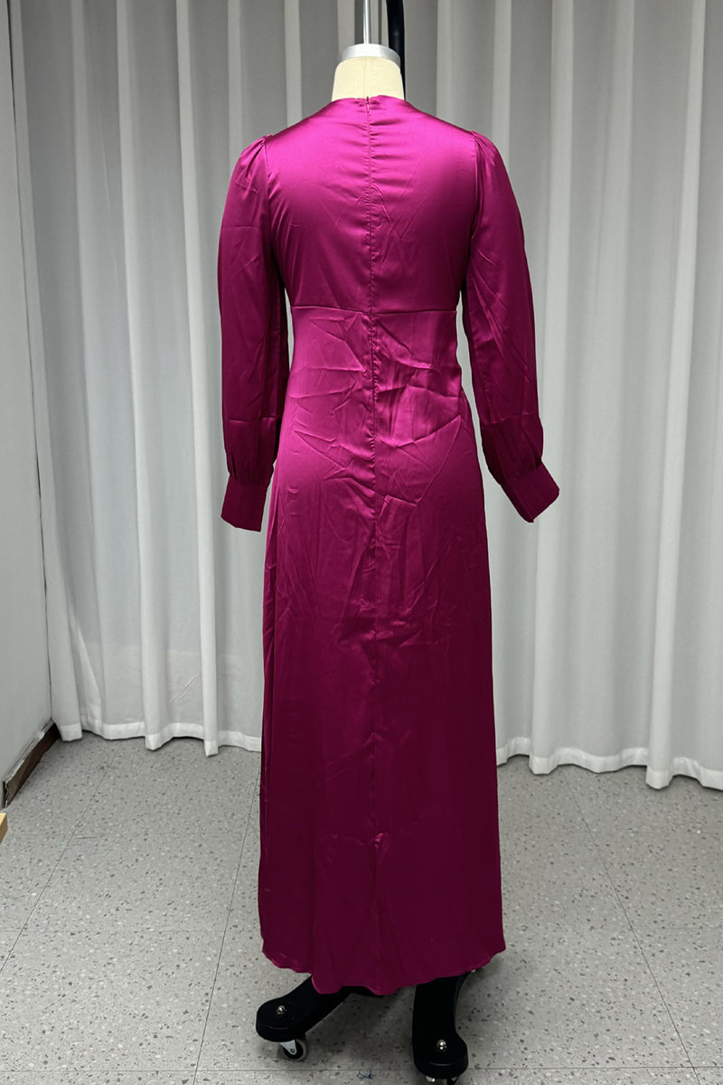 Abiti da Sera Sexy in Tinta Unita con Spacco e Scollo a V Pieghettati per il Ballo