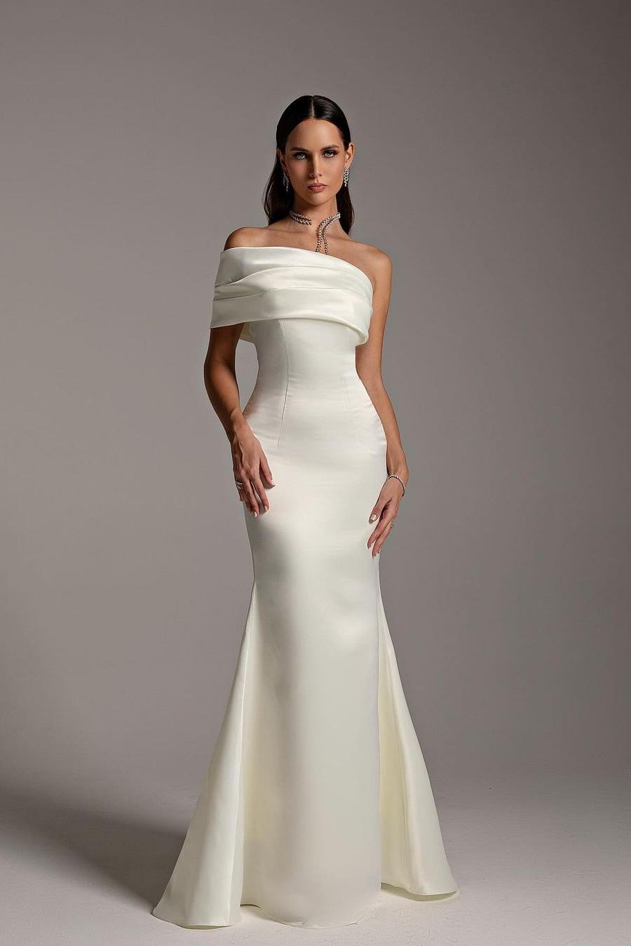 Custom One Shoulder Sleeveless Mermaid Long Prom Dress With Ruffles