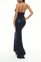 Elegante formelle solide Patchwork Neckholder Abendkleider 