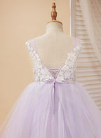 Elegant Sleeveless Lace And Tulle Princess Flower Girl Dress Floor Length