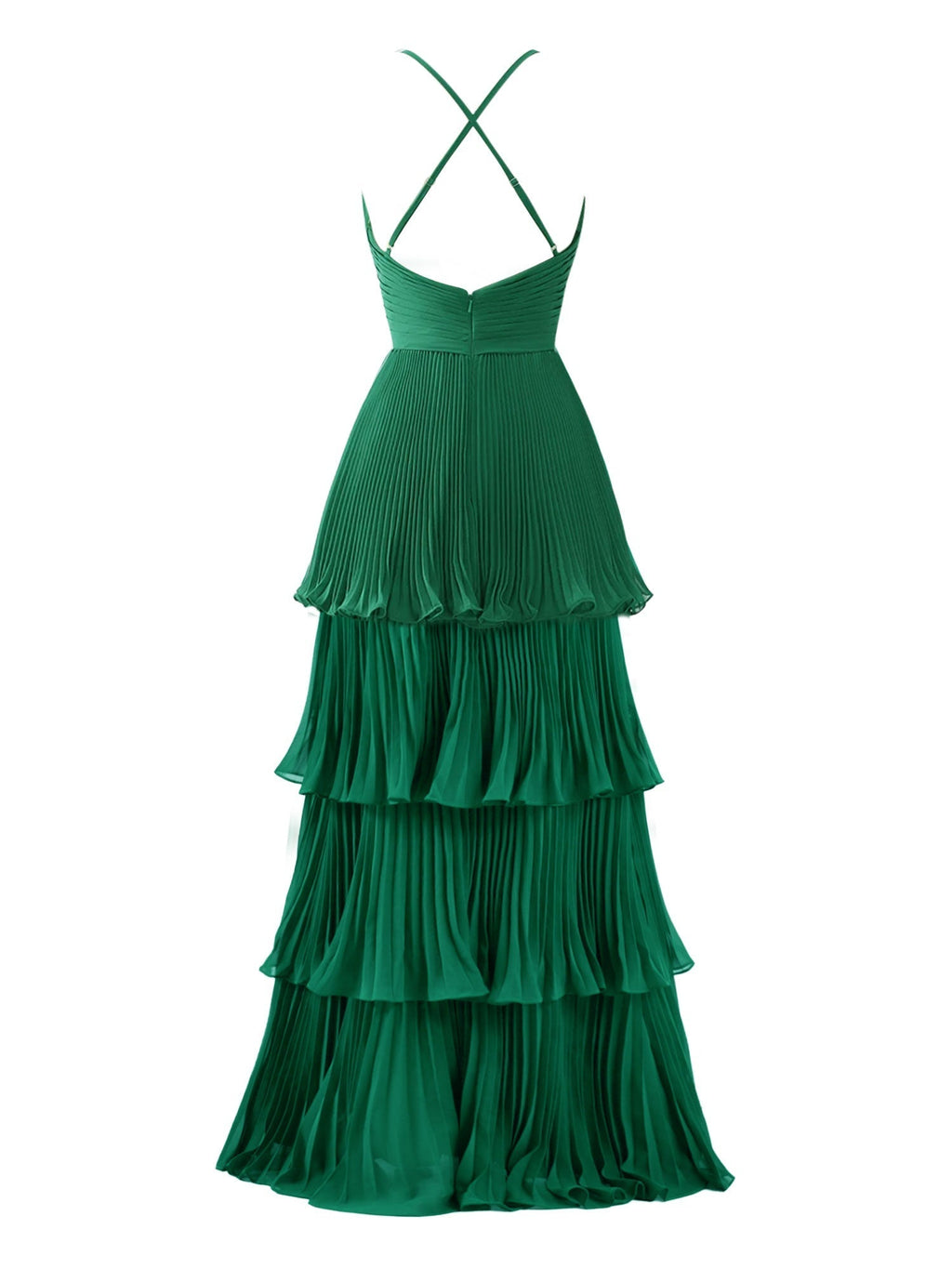 Robe de demoiselle d'honneur en mousseline à étages, longueur au sol, coupe en A