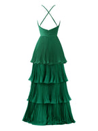 Robe de demoiselle d'honneur en mousseline à étages, longueur au sol, coupe en A