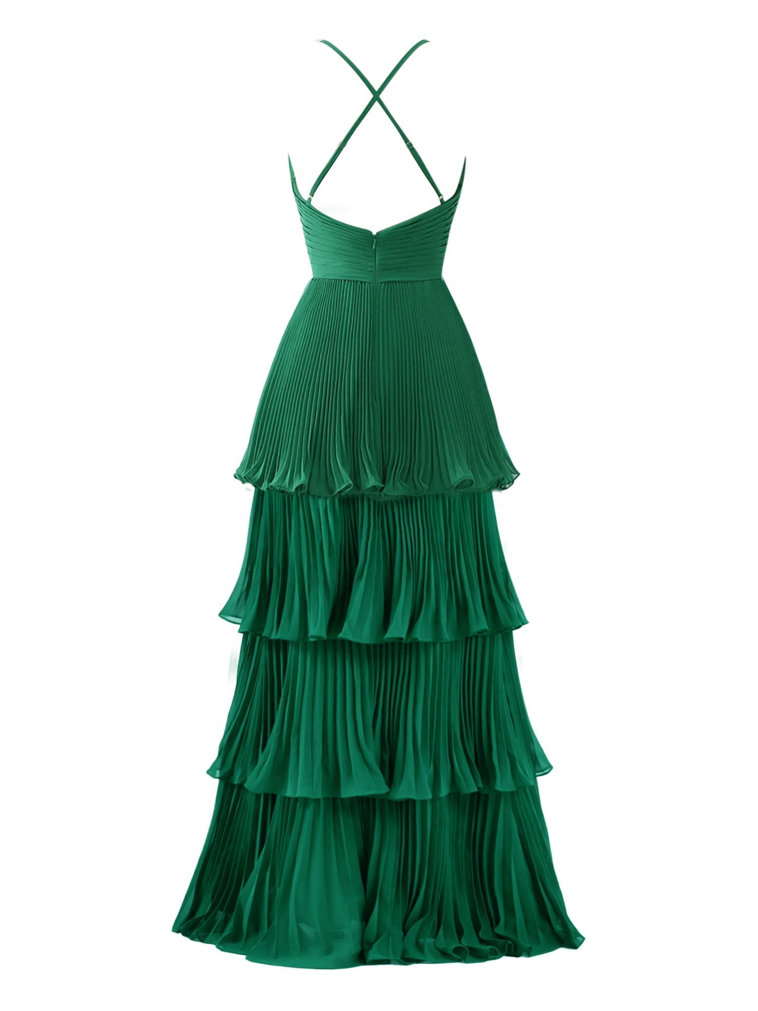 Robe de demoiselle d'honneur en mousseline à étages, longueur au sol, coupe en A