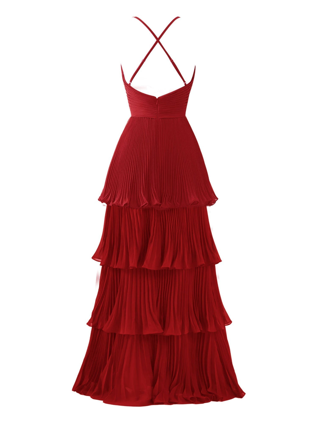 Robe de demoiselle d'honneur en mousseline à étages, longueur au sol, coupe en A