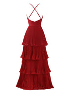 Robe de demoiselle d'honneur en mousseline à étages, longueur au sol, coupe en A