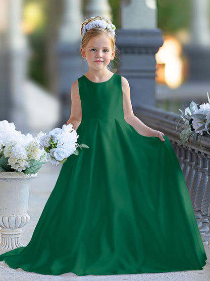 Robe de demoiselle d'honneur de première communion en satin et dentelle coupe A-line 