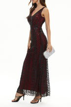 Sexy formelle Patchwork-Abendkleider mit V-Ausschnitt 