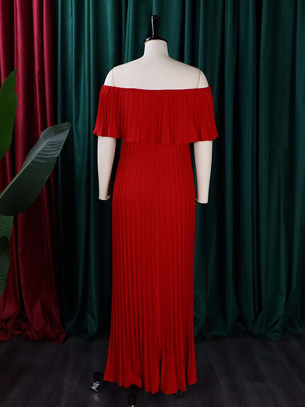 Wickel-, Plissee- und einfarbige, schulterfreie Abendkleider 