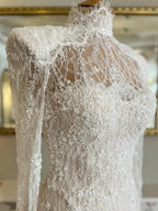 Custom Made Beading Lace Appliques Wide Strap Open Back Mermaid Wedding Dress