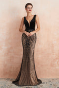 Black Lace Mermaid Prom Dress Long Sleeveless Evening Gown