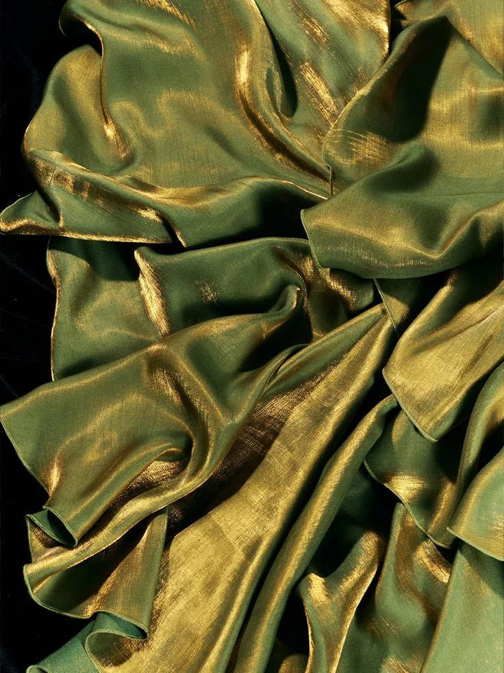Abito lungo da sera a balze verde antico per ballo di fine anno Y7548