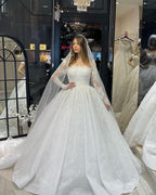 Deluxe Floor Length Long Sleeves A-Line Lace Wedding Dress with Ruffles