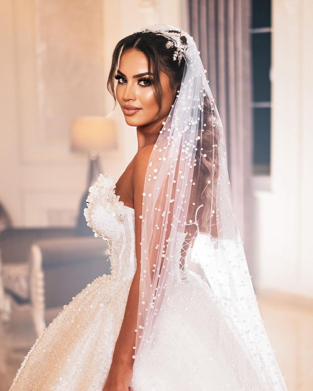 Deluxe Floor Length Sweetheart Sleeveless A Line Sequined Beaded Wedding Dress