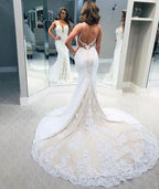 Designer Backless Spaghetti-Straps Column Wedding Dress
