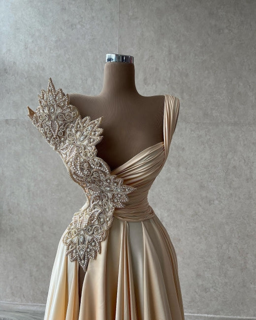 Abito da sera elegante lungo a linea ad A senza maniche con paillettes scintillanti