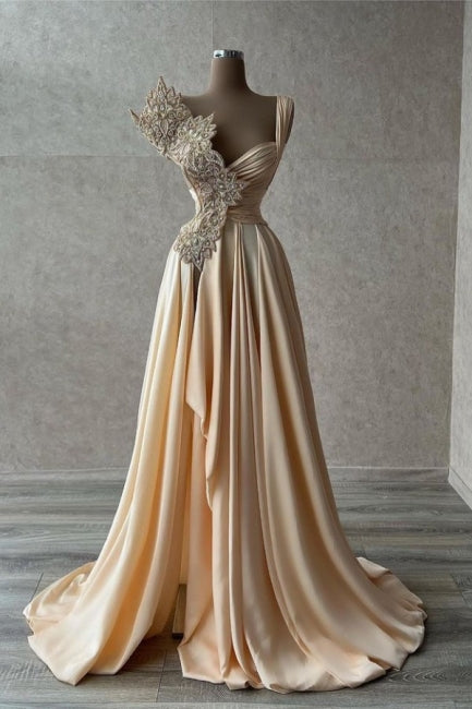 Abito da sera elegante lungo a linea ad A senza maniche con paillettes scintillanti