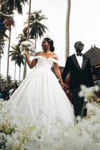 Designer Princess Off-the-shoulder A-line Wedding Dresses With Lace