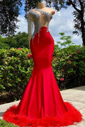 Vestido de Baile de Cetim Sereia Assimétrico de Um Ombro com Borlas e Folhos, Desenhado por Ruby