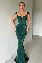 Robe de bal sirène sans manches ornée de paillettes par un créateur