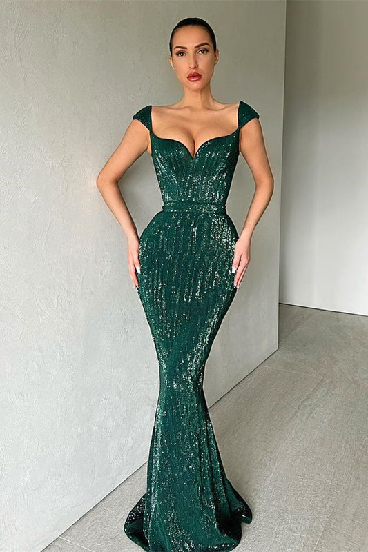 Vestido de fiesta de sirena sin mangas con lentejuelas de diseñador