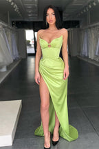 Vestido de Baile de Cetim Esticado Sexy de Sereia com Fenda Lateral