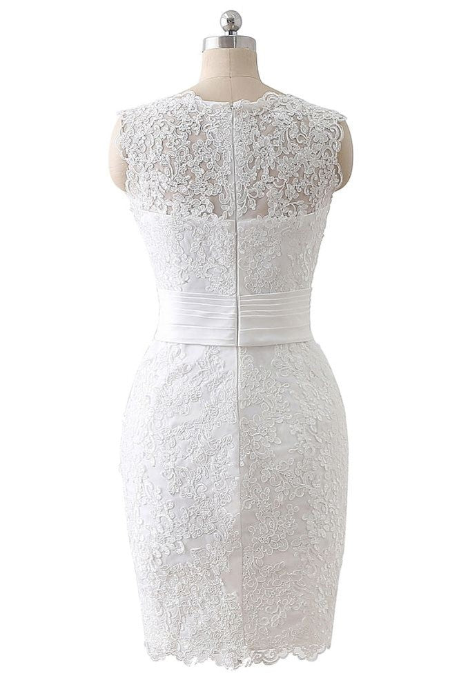 Detachable Skirt Sheath Scoop Lace Wedding Dresses
