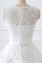 Detachable Skirt Sheath Scoop Lace Wedding Dresses