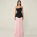 Damen Abendkleider für formelle Anlässe Trägerloses rosa Abendkleid Maßgeschneidert mit Drapierung und Perlenverzierung Lange Ballkleider für Abschlussball und Party 2025 Geburtstag
