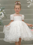 Lace First Communion Flower Girl Dress With Beading And Zip Back Scoop Neck