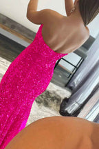 Elegant Royal Blue Sequin Strapless Mermaid Prom Dress For Wedding Party