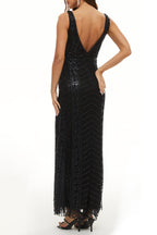 Sexy formelle Patchwork-Abendkleider mit V-Ausschnitt 