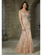 Vestido de Festa Sereia Elegante Floral para Convidada de Casamento Vestido Formal de Noite Decote Redondo Sem Mangas Comprimento Até ao Chão em Renda com Padrão / Estampa com Inserção de Renda
