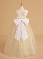 NumberSea - Dream Princess Sleeveless Lace and Tulle with Beading Flower Girl Dress