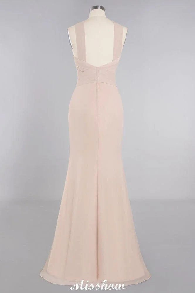 فستان وصيفة عروس ضيق بحمالة على شكل حورية البحر بطول الأرض للحفلات