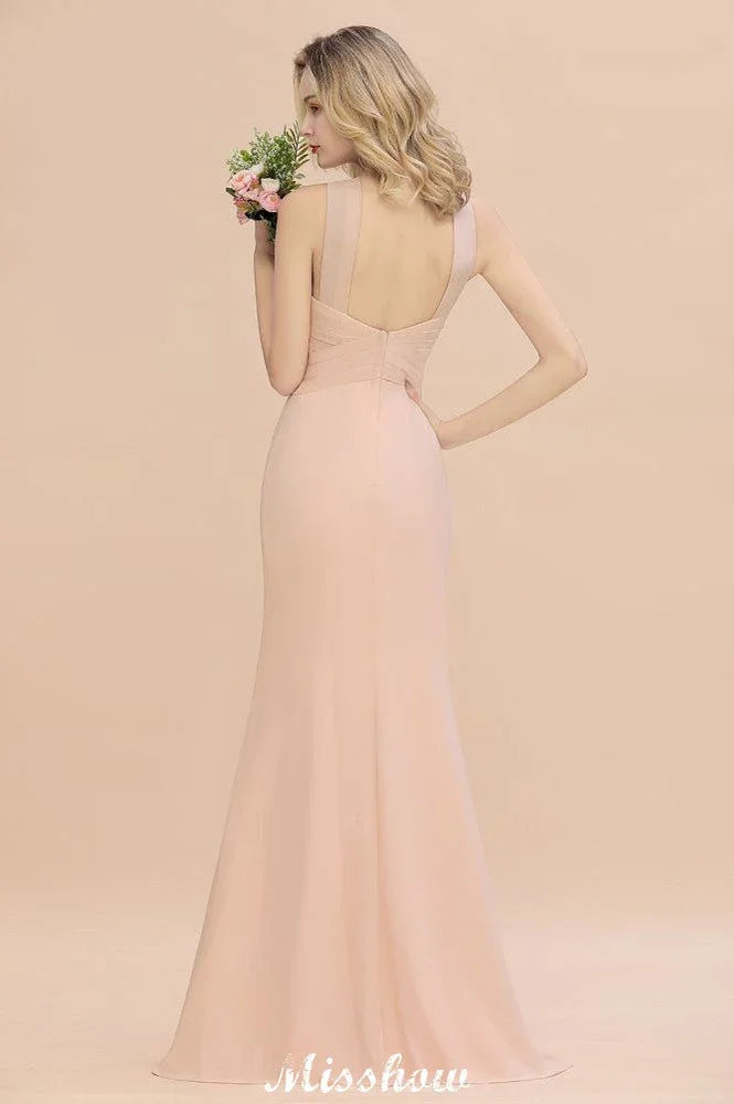 فستان وصيفة عروس ضيق بحمالة على شكل حورية البحر بطول الأرض للحفلات