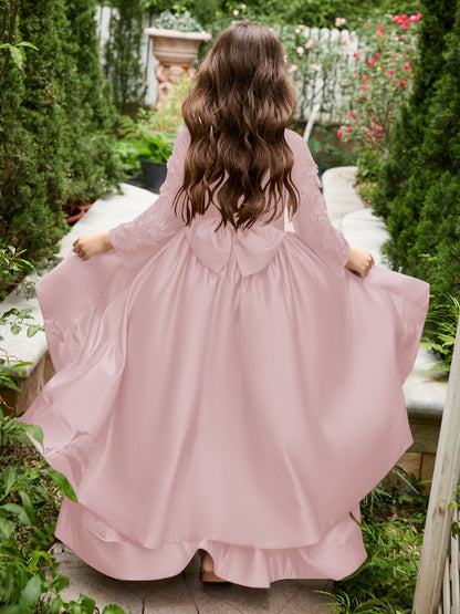 Vestido de daminha de honra assimétrico de cetim em linha A 