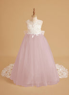Flower Girl Dress Sleeveless Lace With Tulle And Beading Details