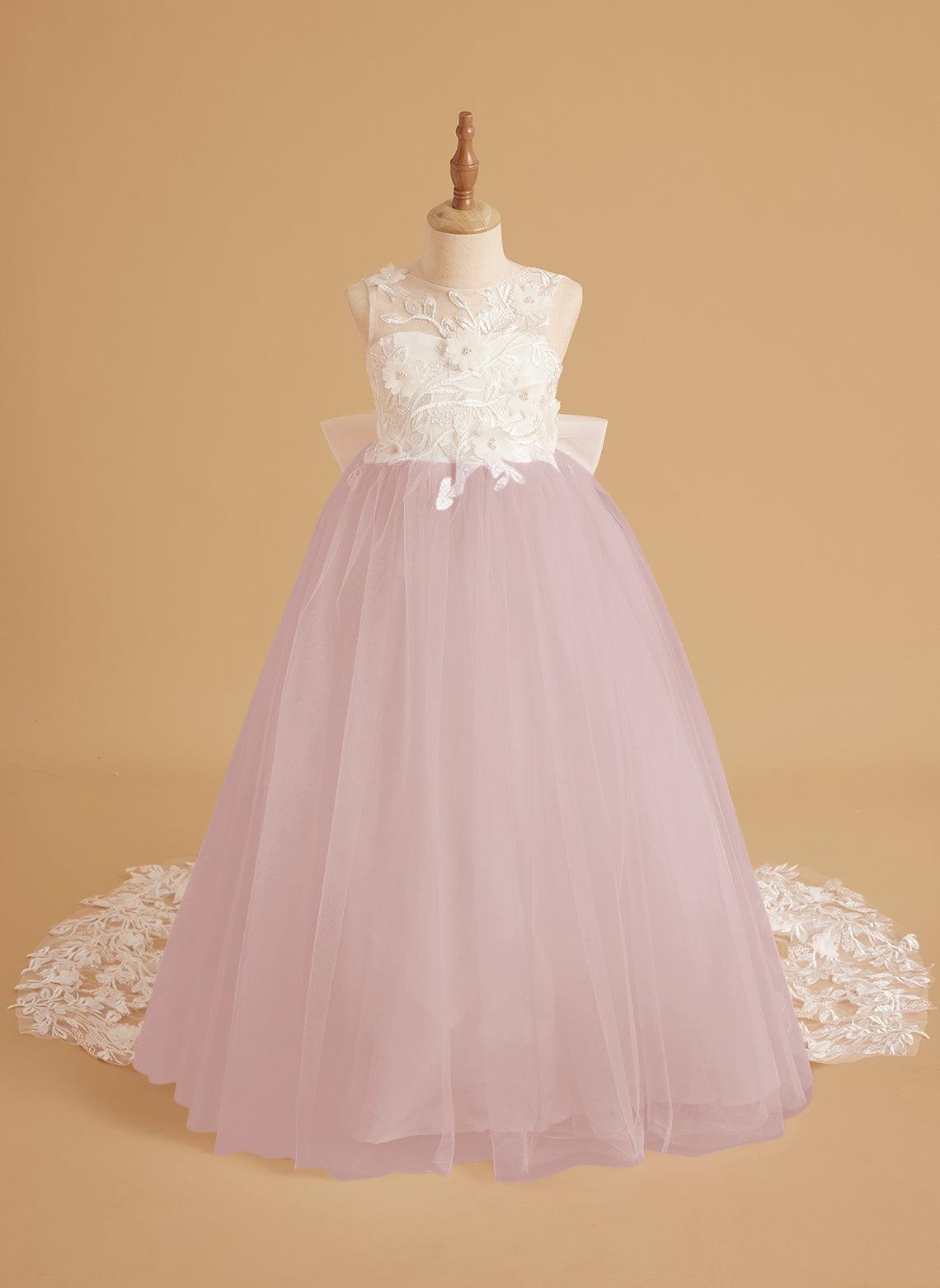 Flower Girl Dress Sleeveless Lace With Tulle And Beading Details