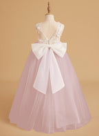 Flower Girl Dress Sleeveless Lace With Tulle And Beading Details