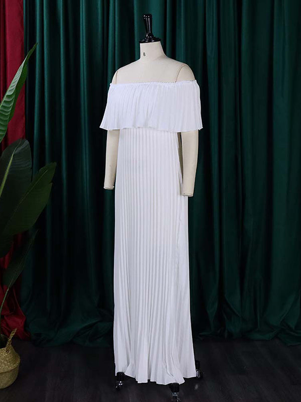 Wickel-, Plissee- und einfarbige, schulterfreie Abendkleider 