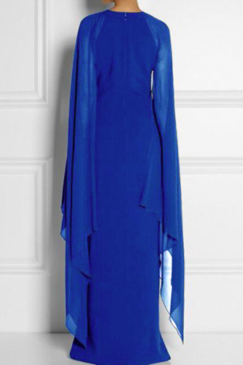 Elegante Abendkleider im britischen Stil mit einfarbigem Schlitz und O-Ausschnitt 