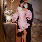 Bustier High Waist Lantern Sleeve Short Prom Dress