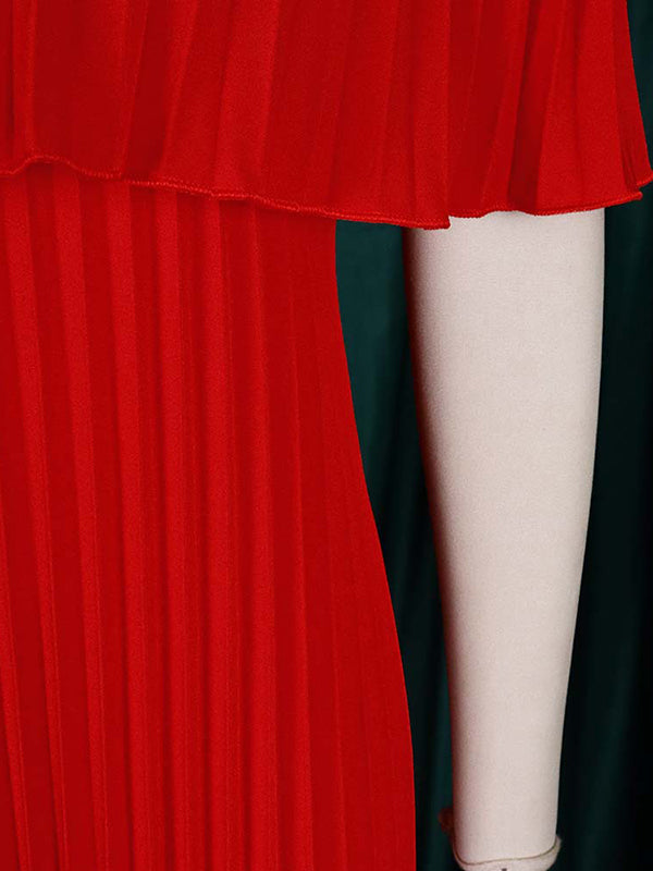 Wickel-, Plissee- und einfarbige, schulterfreie Abendkleider 