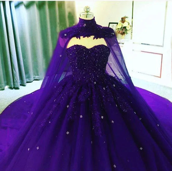 Abito da ballo con balza di tulle e pizzo, con mantello, vestito da principessa Y742